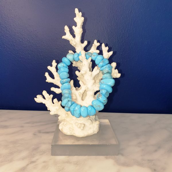 Blue Turquoise Howlite Tumbled Bracelet, Aurelia Bio-Scalar Wave Charge
